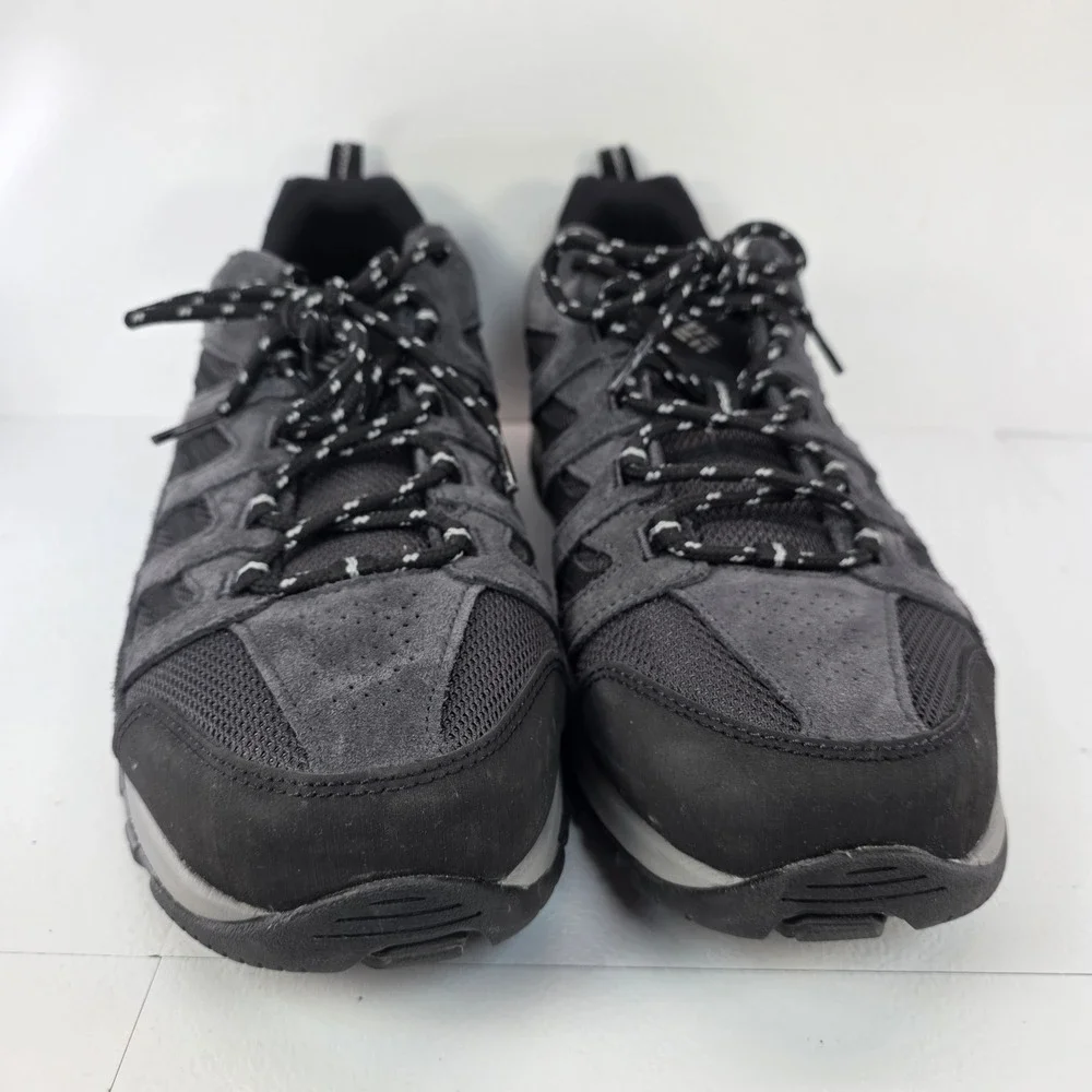 Columbia Crestwood Mens Hiking Shoes Charcoal Black Suede Mesh Trail Sneakers